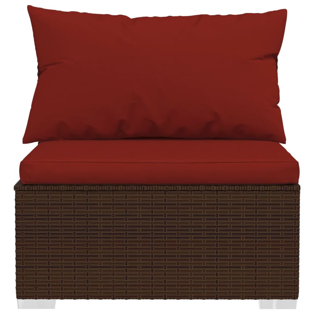 vidaXL Patio Furniture Set 2 Piece with Cushions Poly Rattan Brown