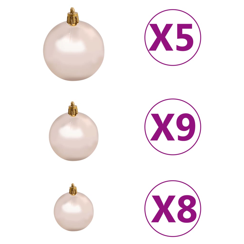 vidaXL Slim Christmas Tree with LEDs&Ball Set Silver 70.9"
