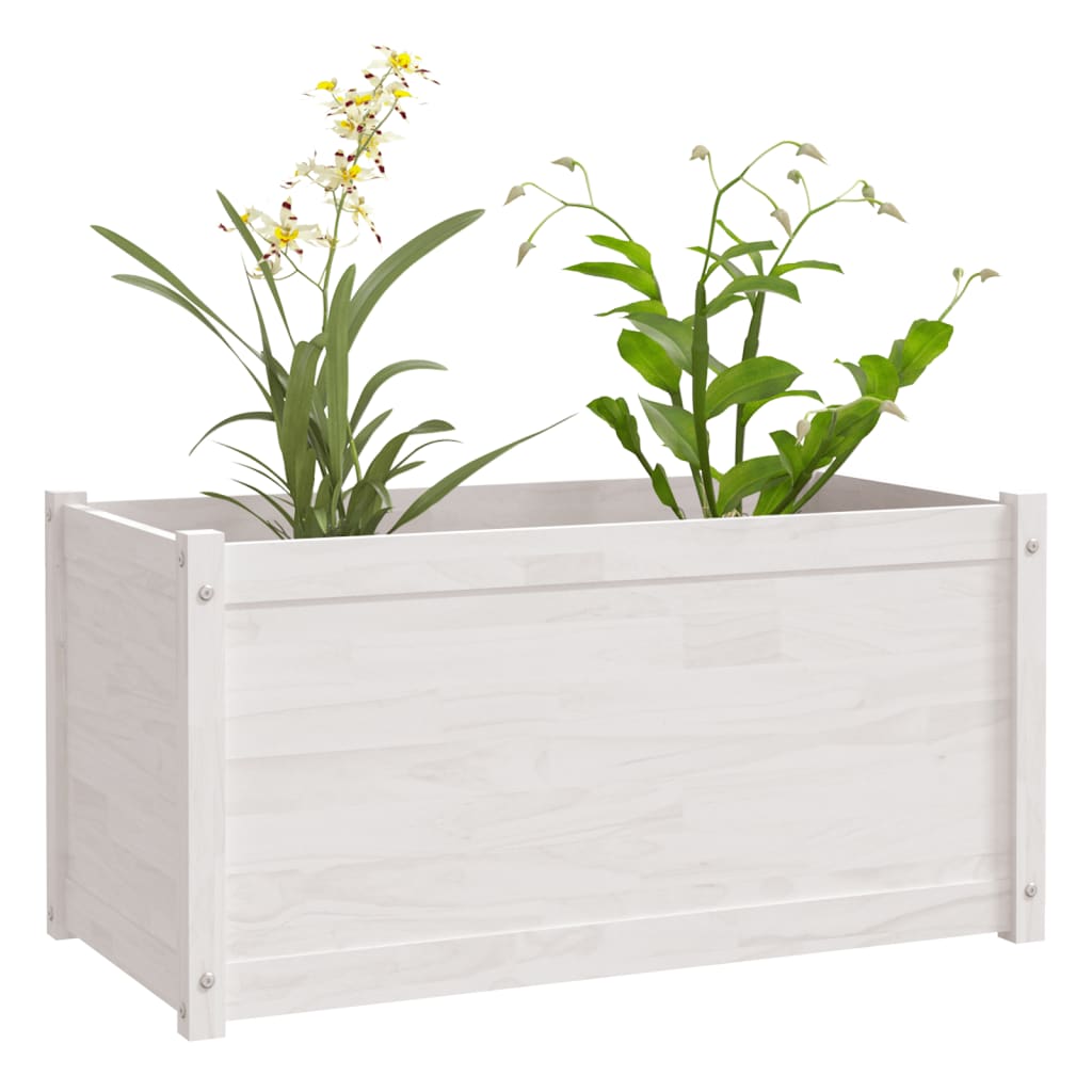 vidaXL Garden Planter White 39.4"x19.7"x19.7" Solid Wood Pine