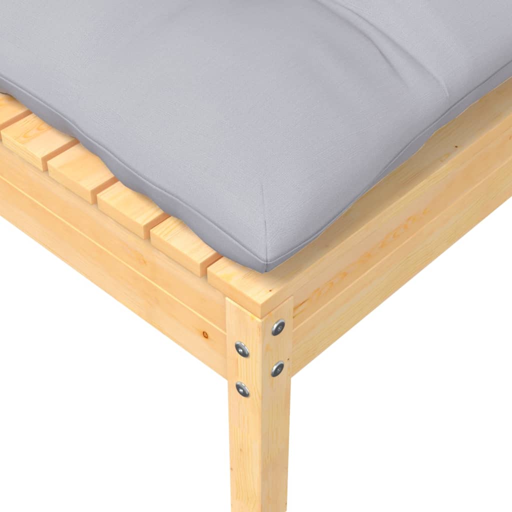 vidaXL 5 Piece Patio Lounge Set with Gray Cushions Solid Pinewood