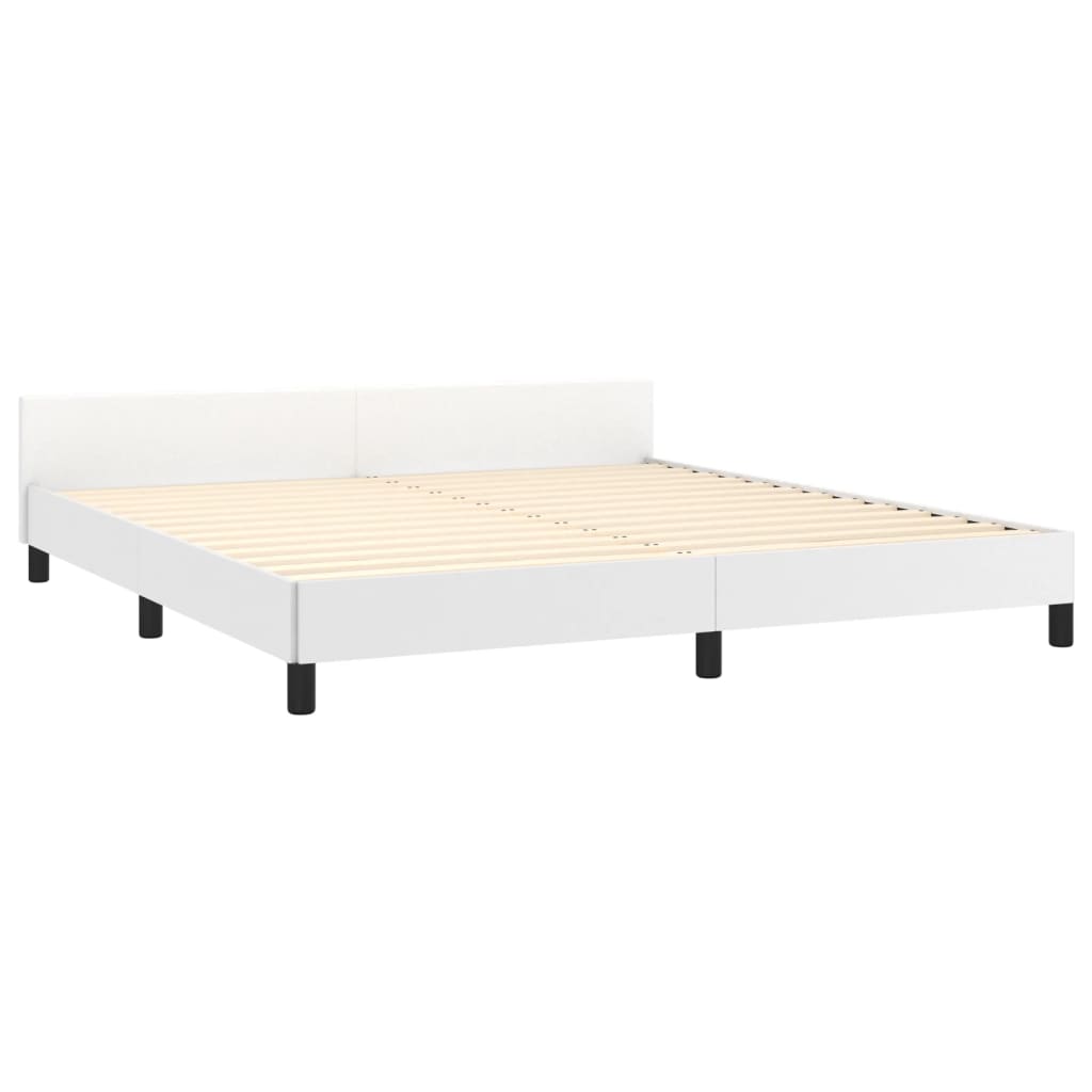 vidaXL Bed Frame with Headboard White 59.8"x79.9" Queen Faux Leather
