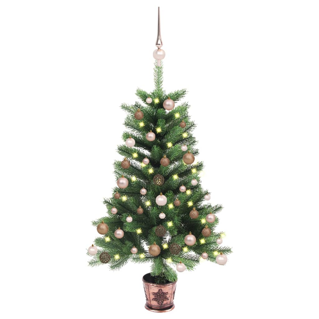 vidaXL Artificial Pre-lit Christmas Tree with Ball Set 25.6" Green