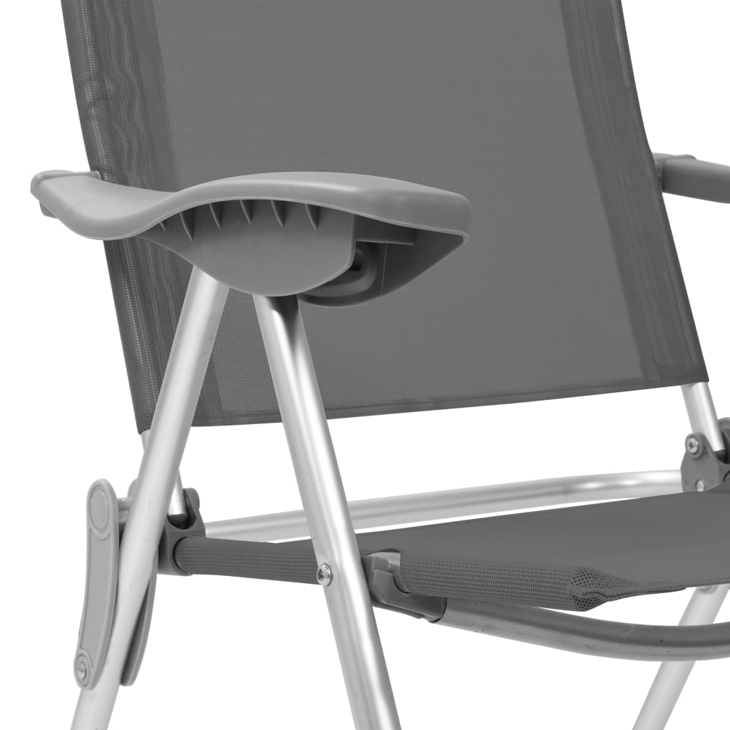 vidaXL Folding Camping Chairs 4 pcs Gray Aluminum