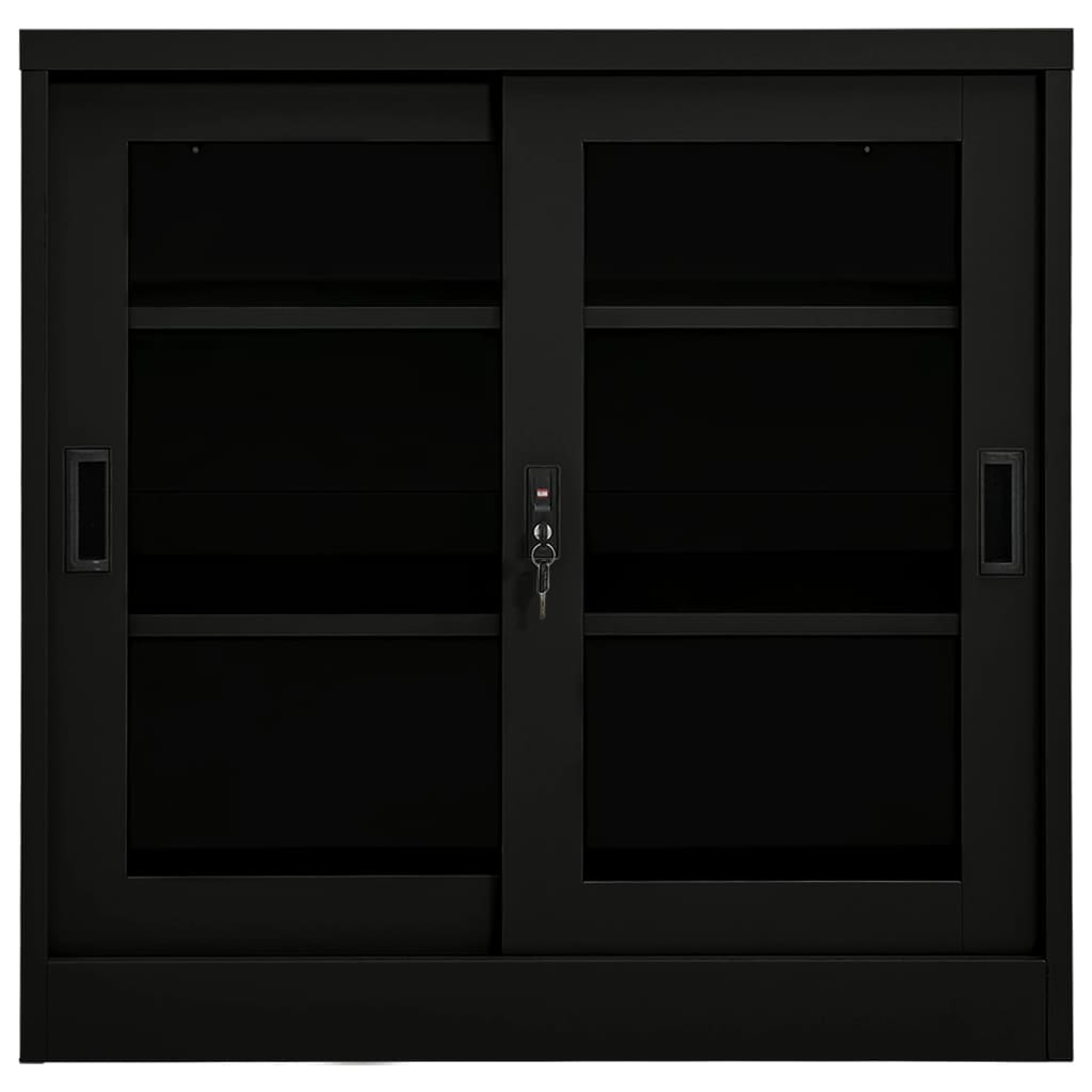 vidaXL Sliding Door Cabinet Black 35.4"x15.7"x35.4" Steel