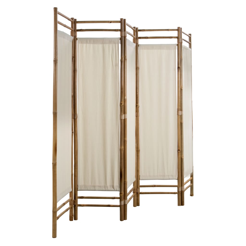vidaXL Folding 5-Panel Room Divider Bamboo and Canvas 78.7"