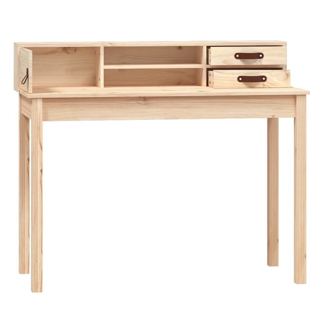 vidaXL Desk 43.3"x19.7"x36.6" Solid Wood Pine