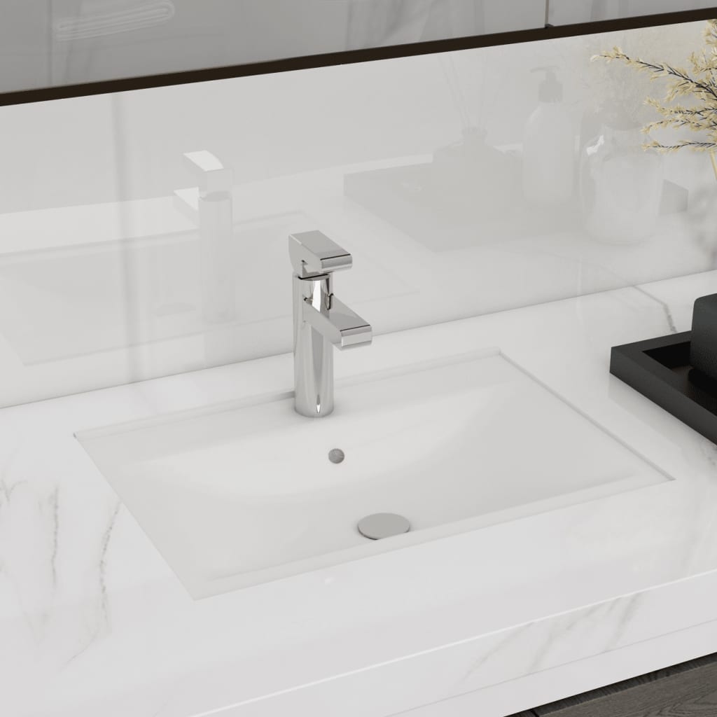 vidaXL Bathroom Basin Ceramic White 18.3"x12.6"x4.5"