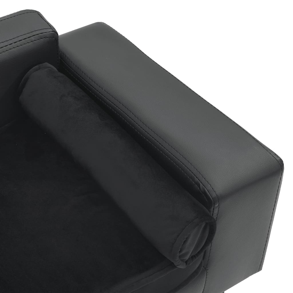 vidaXL Dog Sofa Dark Gray 31.9"x16.9"x12.2" Plush and Faux Leather