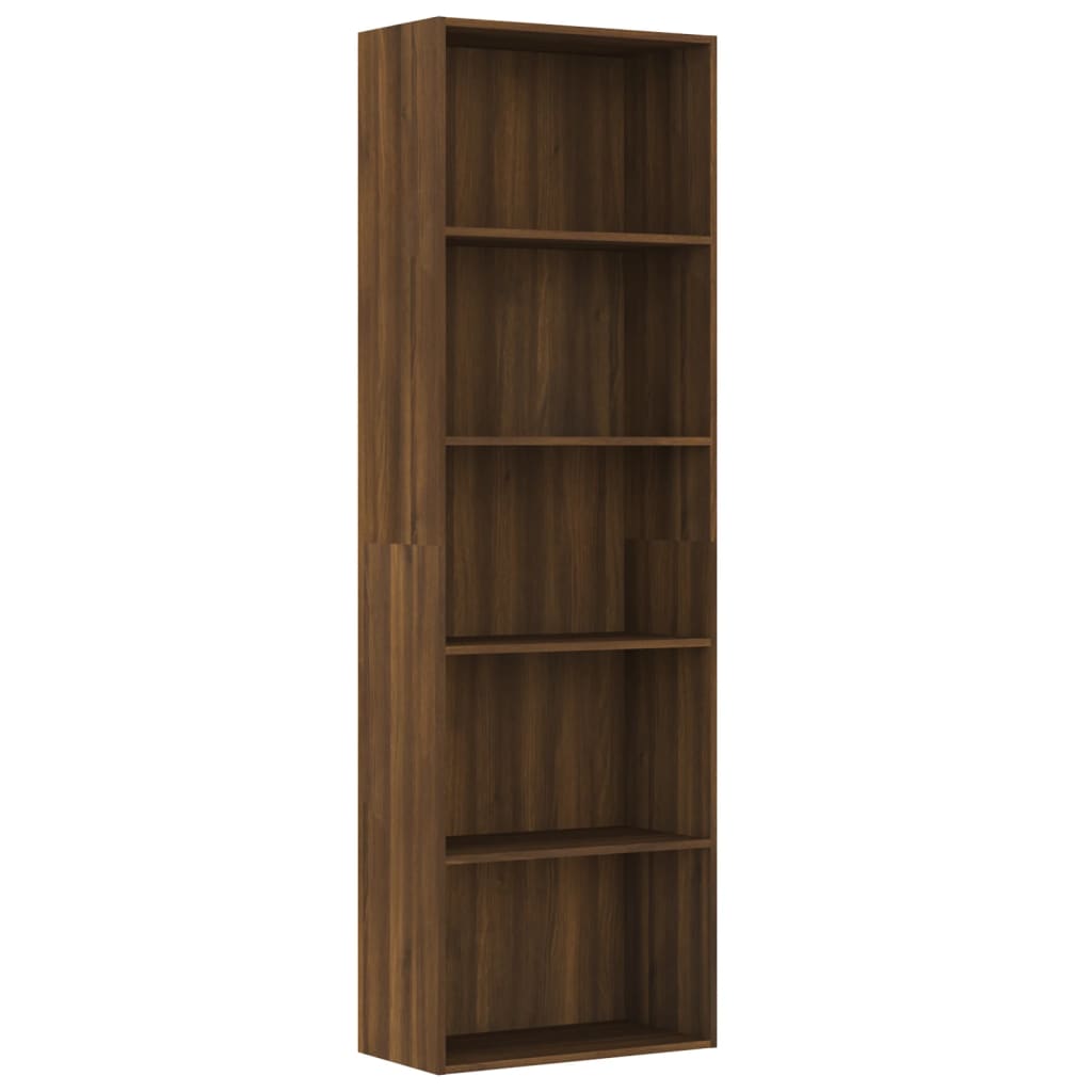 vidaXL 5-Tier Book Cabinet Brown Oak 23.6"x11.8"x74.4" Engineered Wood