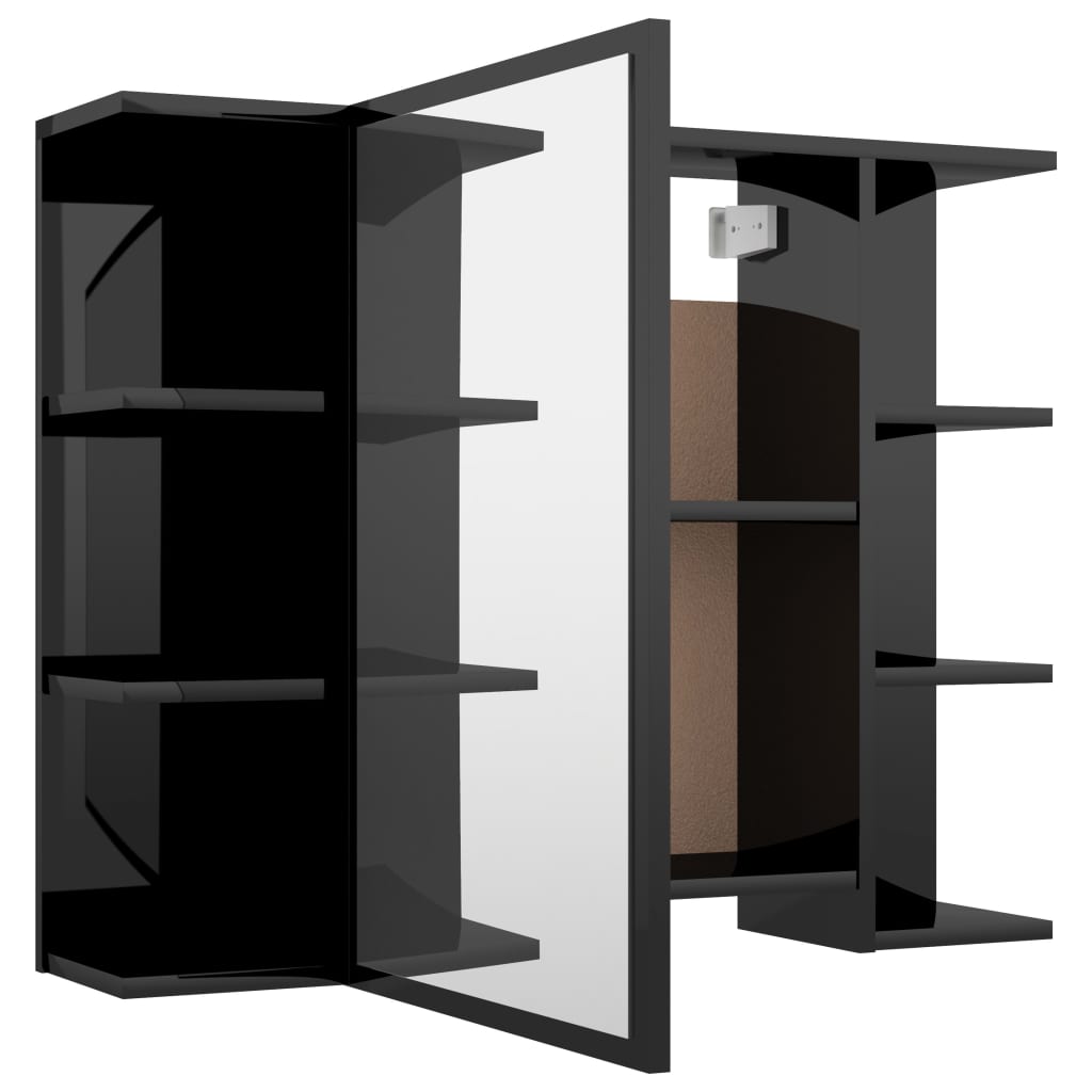 vidaXL Bathroom Mirror Cabinet High Gloss Black 31.5"x8.1"x25.2" Chipboard