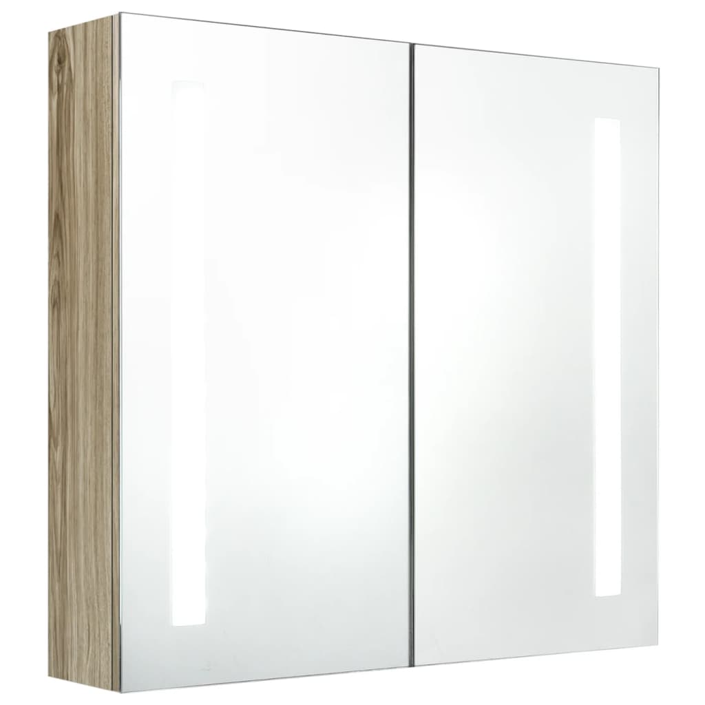 vidaXL LED Bathroom Mirror Cabinet Oak 24.4"x5.5"x23.6"