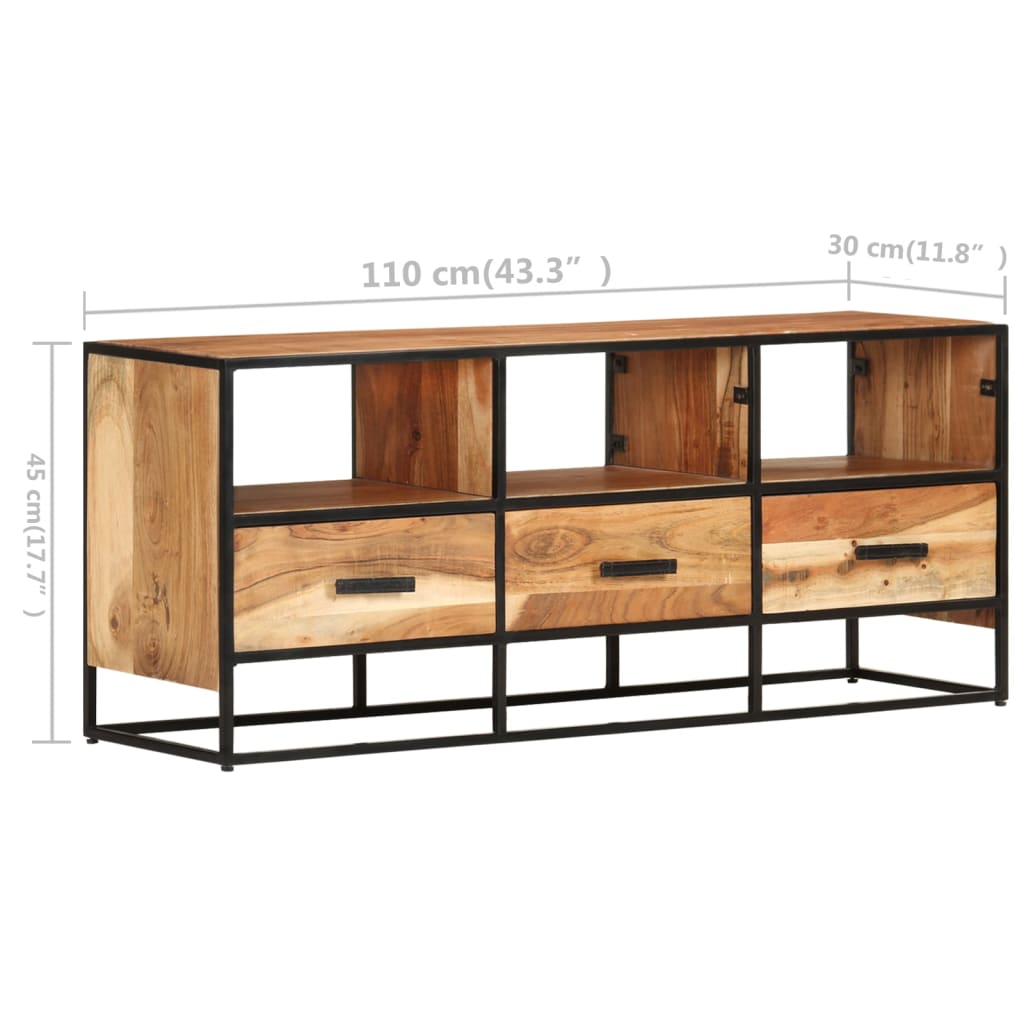 vidaXL TV Cabinet 43.3"x11.8"x17.7" Solid Acacia Wood