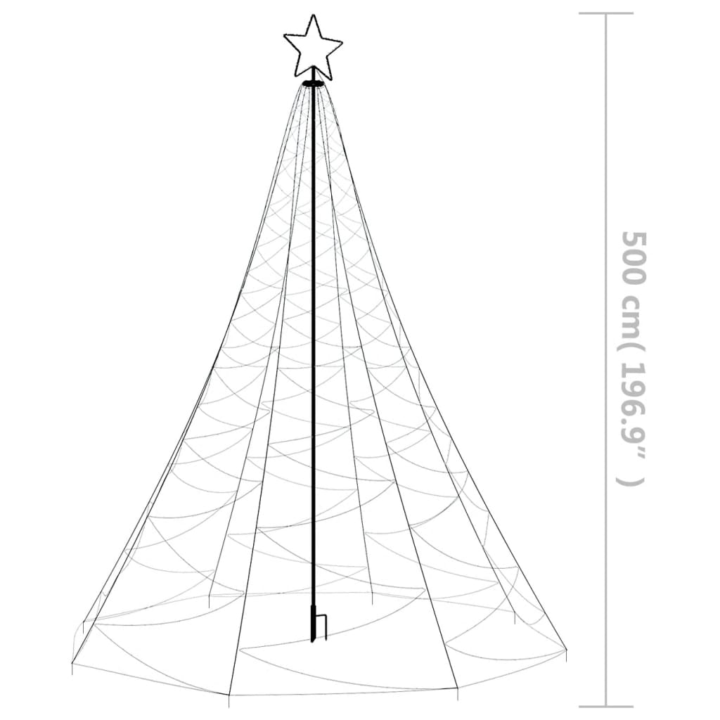 vidaXL Christmas Tree with Metal Post 1400 LEDs Warm White 16.4'