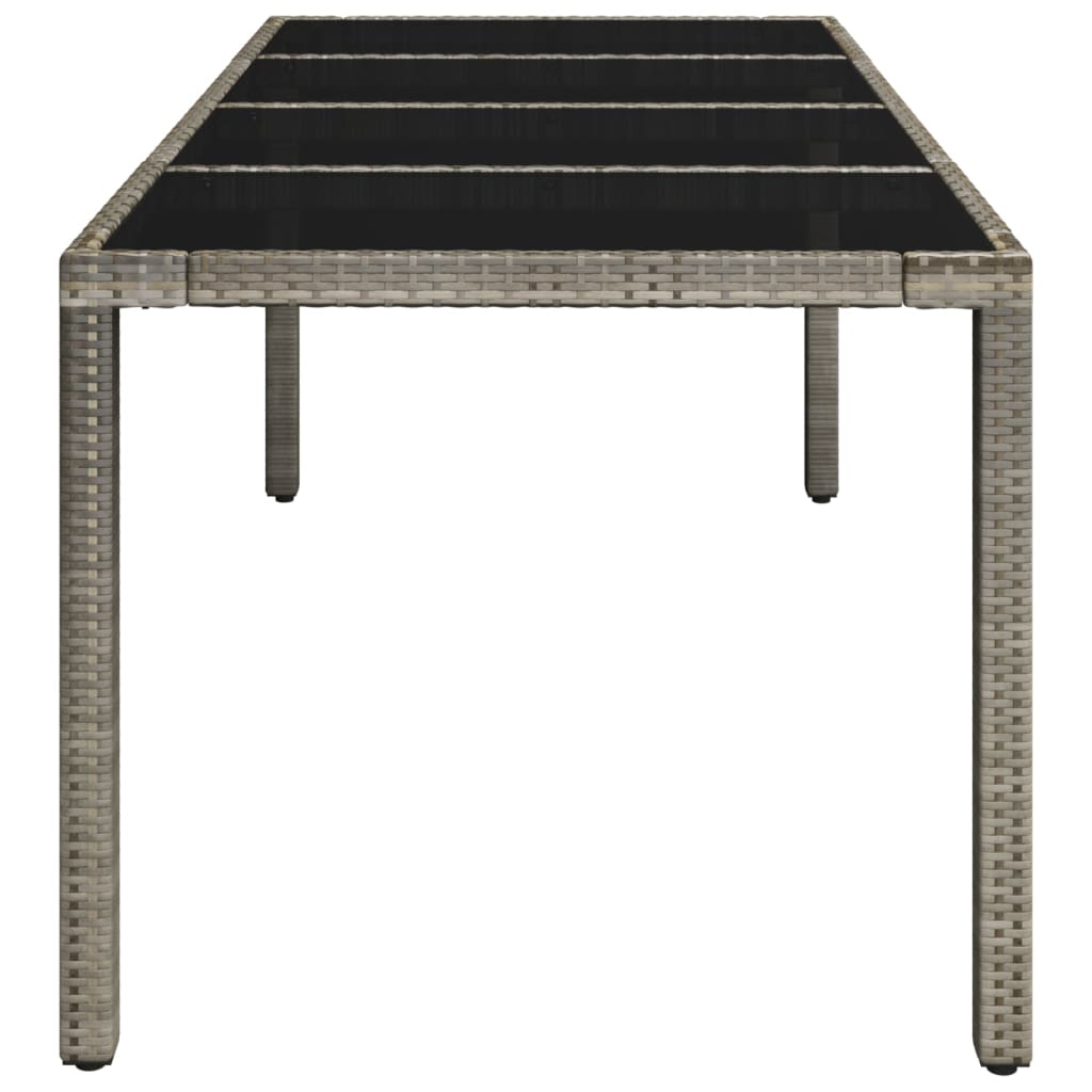 vidaXL Patio Table with Glass Top Gray 74.8"x35.4"x29.5" Poly Rattan