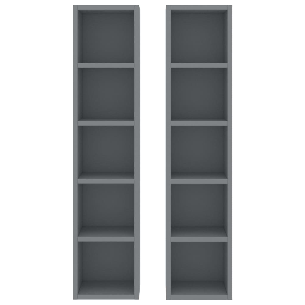 vidaXL CD Cabinets 2 pcs Gray 8.3"x6.3"x36.8" Chipboard