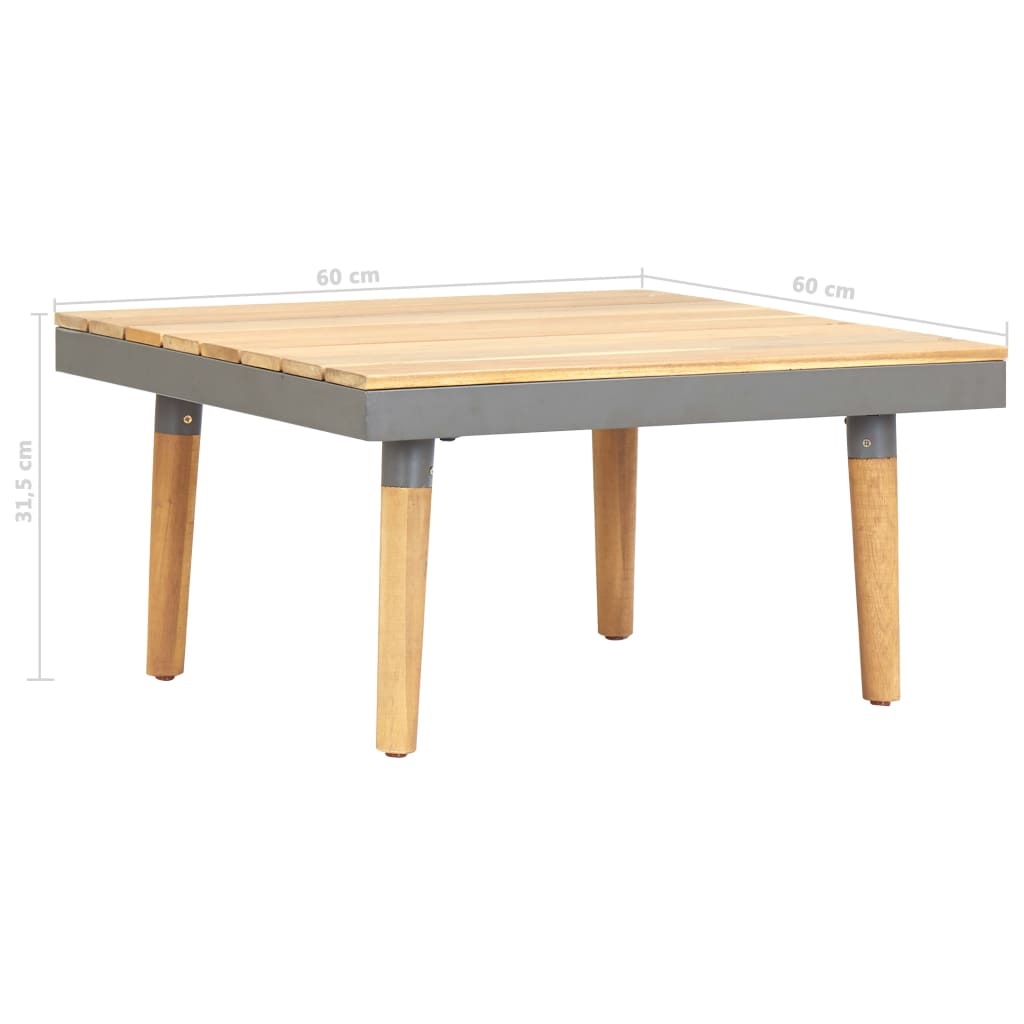 vidaXL Garden Coffee Table 23.6"x23.6"x12.4" Solid Acacia Wood