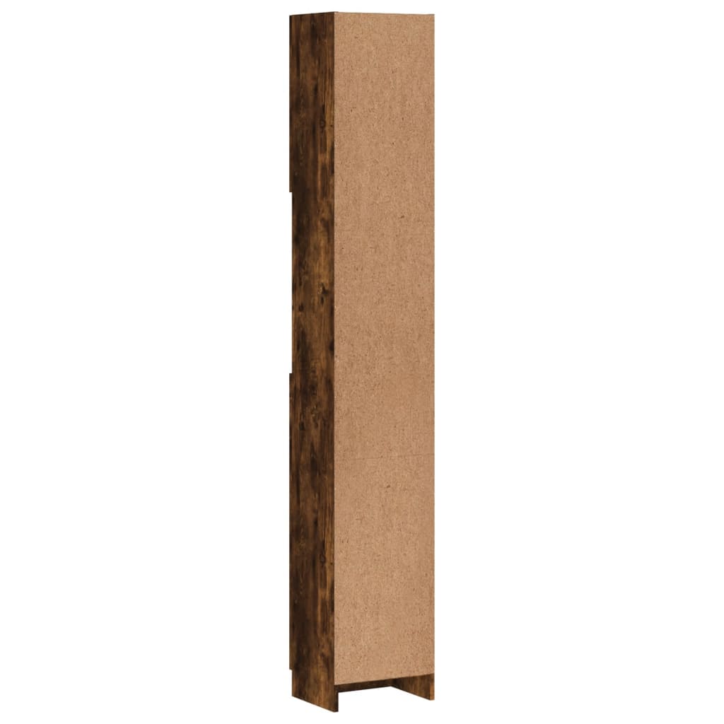 vidaXL Bathroom Cabinet Smoked Oak 12.6"x10"x74.8" Engineered Wood