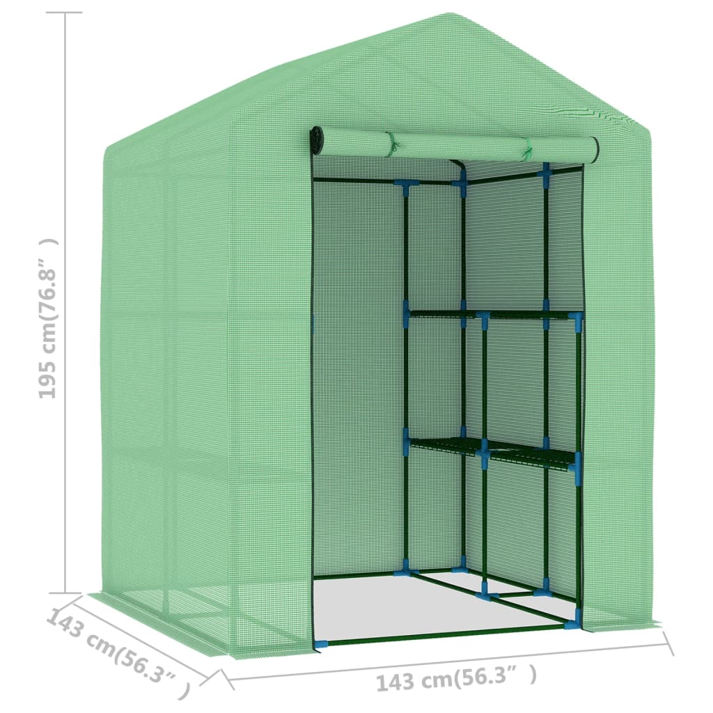 vidaXL Greenhouse with Shelves Steel 56.3"x56.3"x76.8"