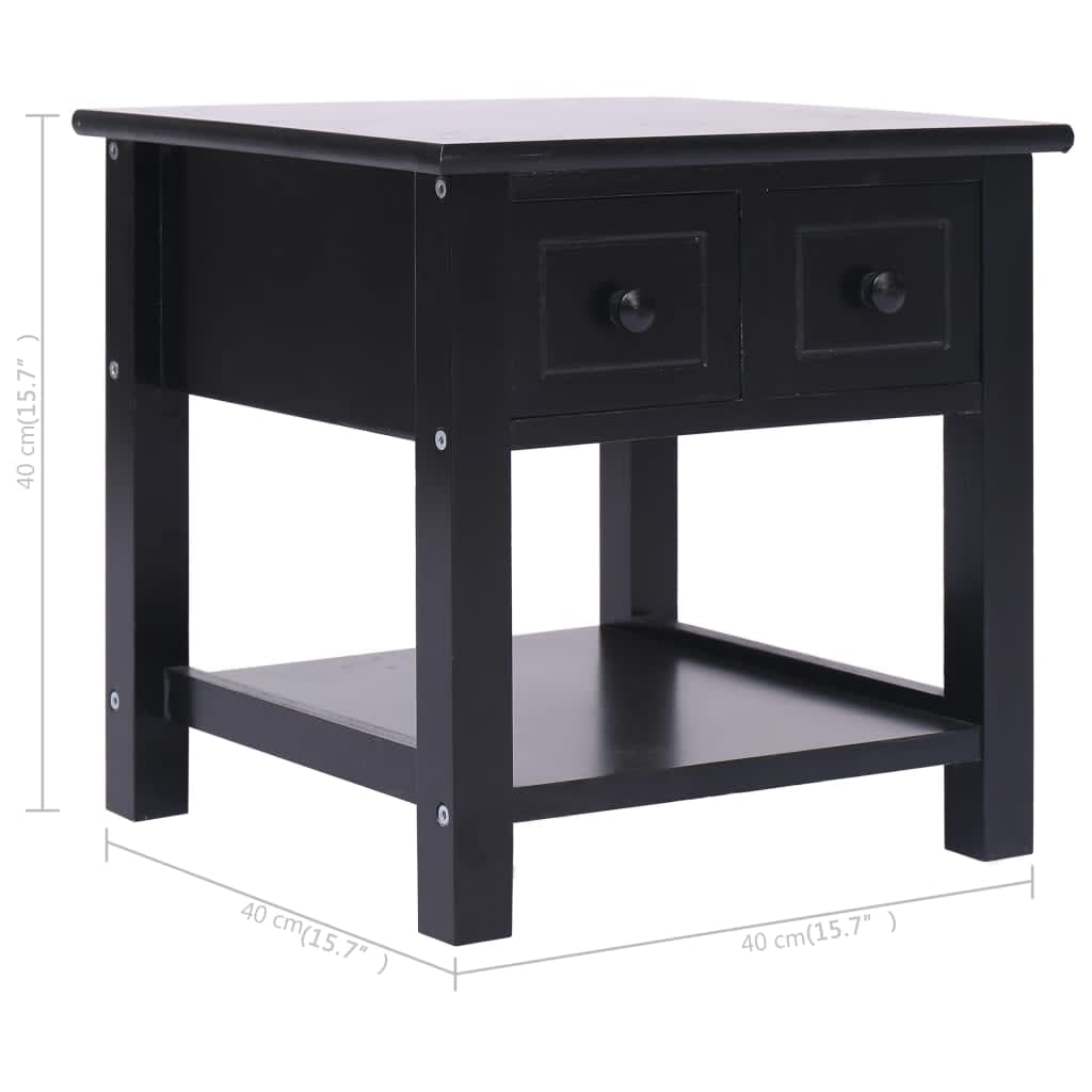 vidaXL Side Table Black 15.7"x15.7"x15.7" Paulownia Wood