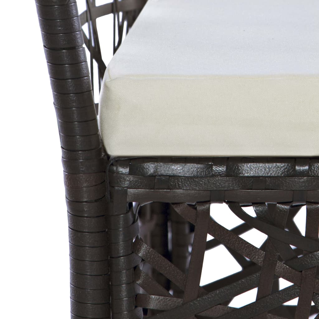 vidaXL Patio Chairs 2 pcs with Cushions Poly Rattan Brown
