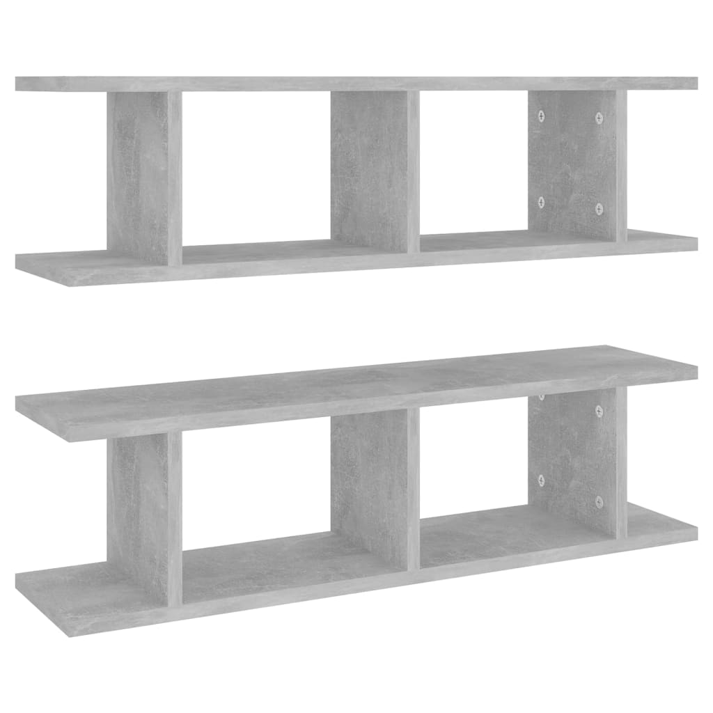 vidaXL Wall Shelves 2 pcs Concrete Gray 29.5"x7.1"x7.9" Engineered Wood