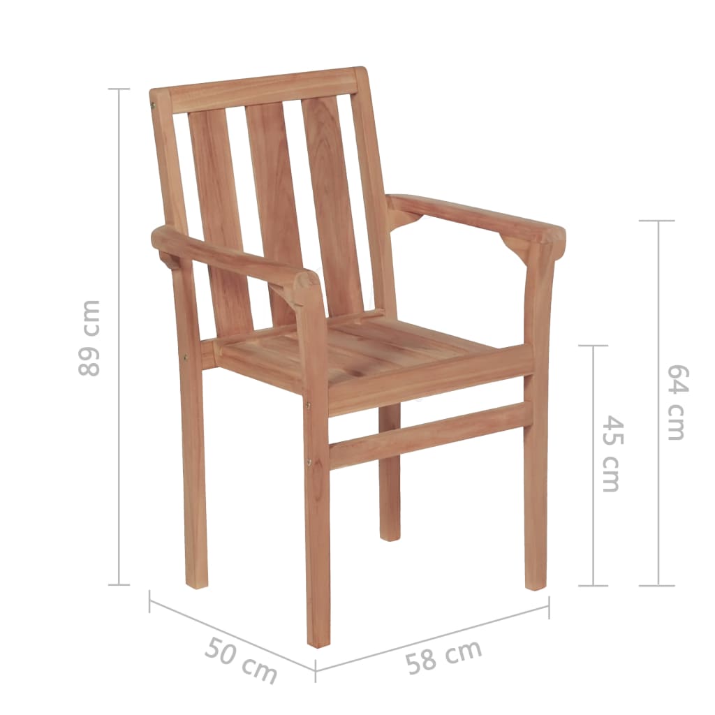 vidaXL Stacking Patio Chairs 2 pcs Solid Teak Wood