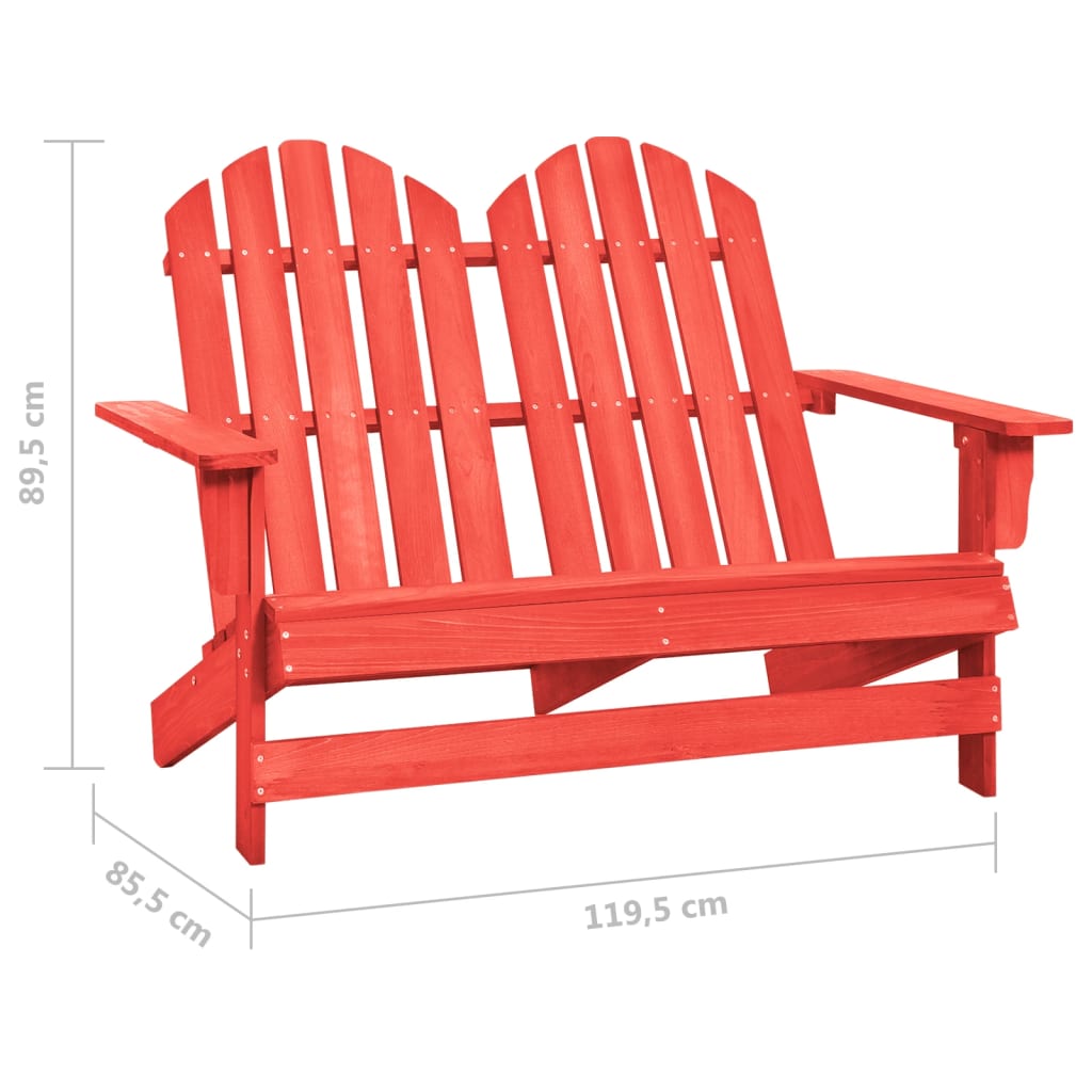vidaXL 2-Seater Patio Adirondack Chair Solid Wood Fir Red