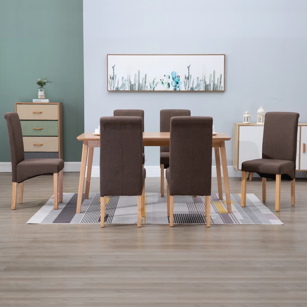 vidaXL Dining Chairs 6 pcs Brown Fabric
