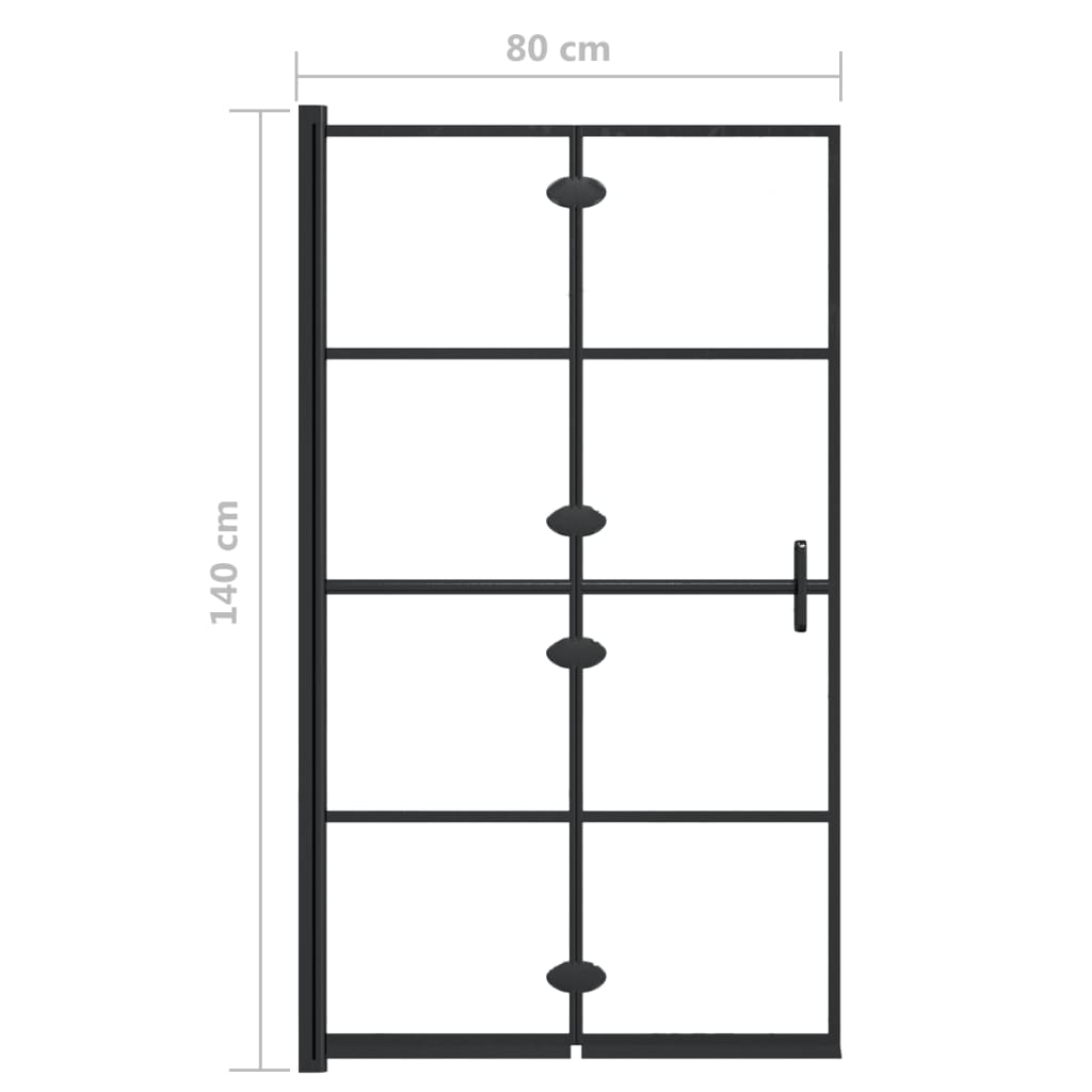 vidaXL Folding Shower Enclosure ESG 31.5"x55.1" Black