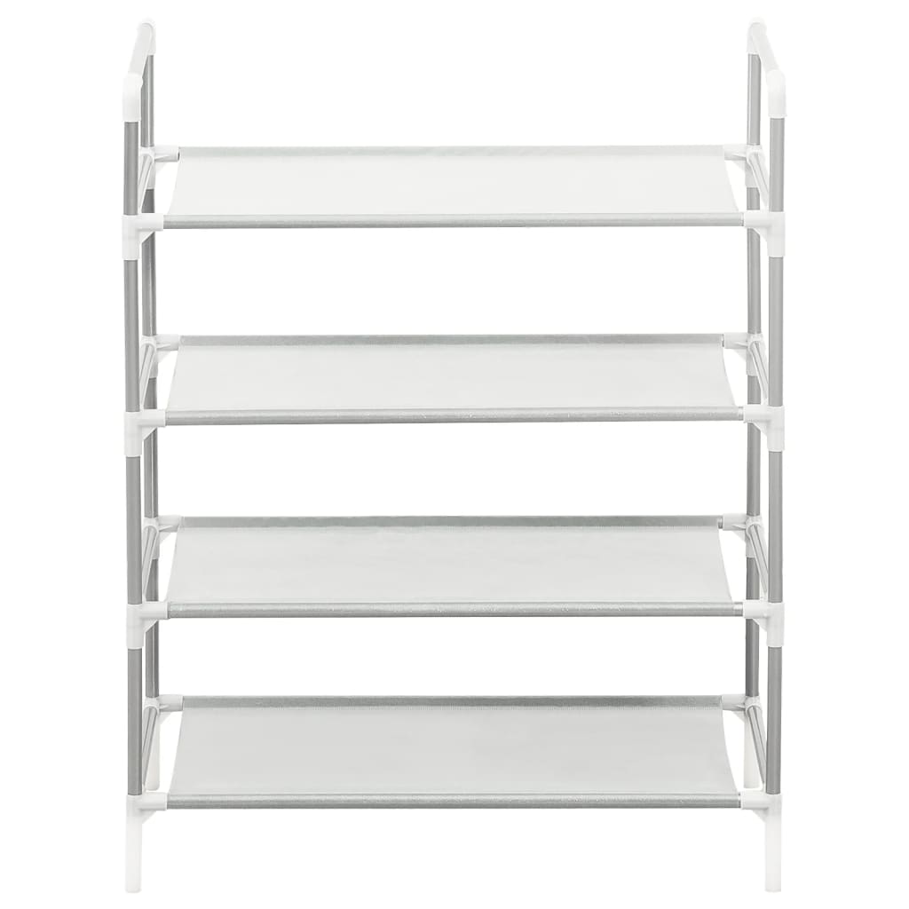 vidaXL Shoe Rack with 4 Shelves Metal and Non-woven Fabric Silver