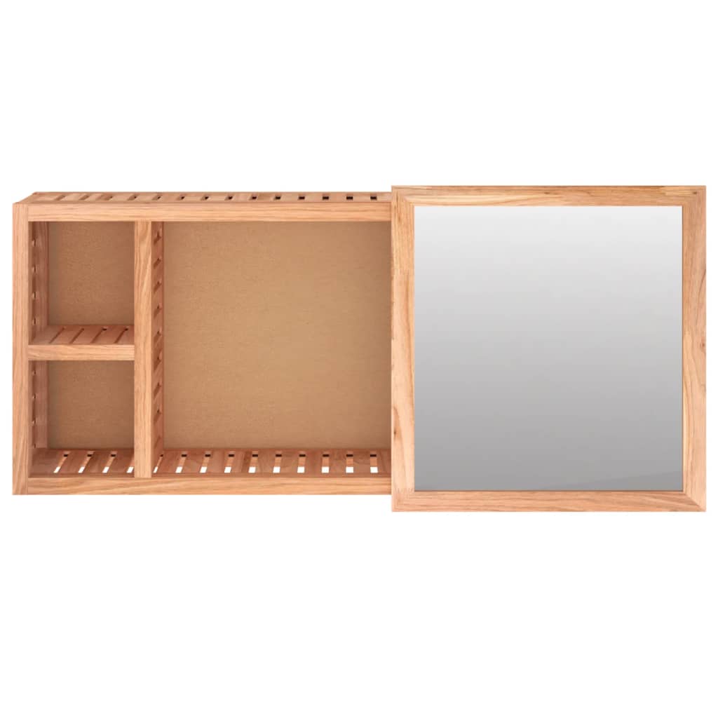 vidaXL Mirror Cabinet 31.5"x6.7"x13.4" Solid Wood Walnut