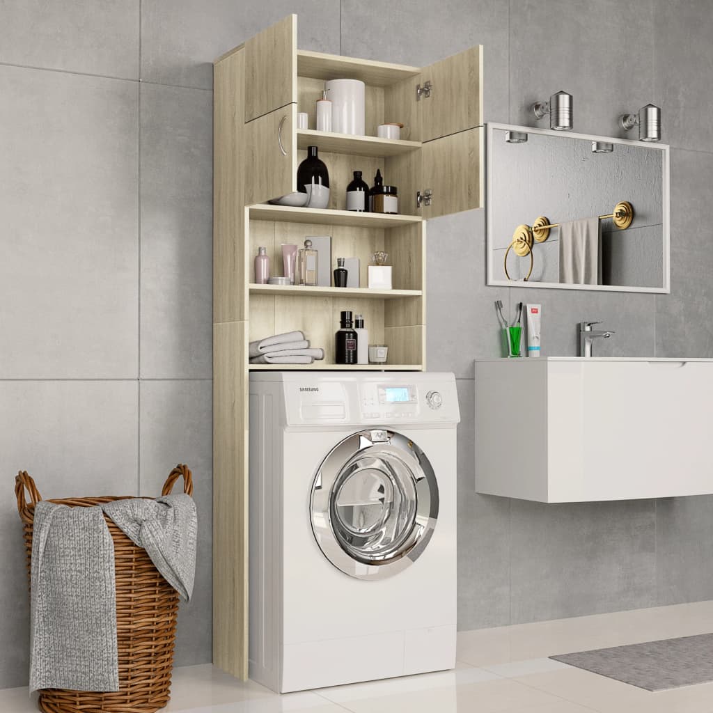 vidaXL Washing Machine Cabinet Sonoma Oak 25.2"x10"x74.8" Engineered Wood