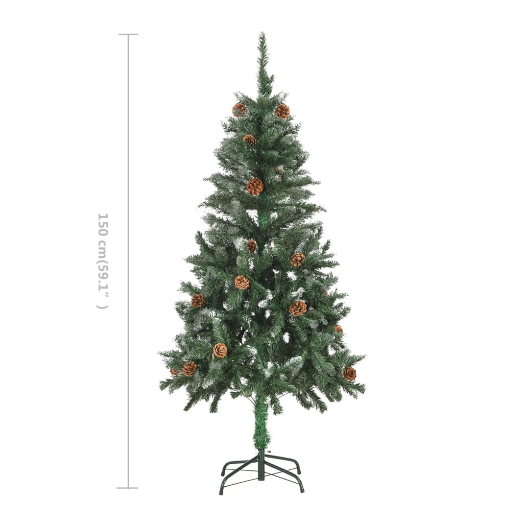 vidaXL Artificial Christmas Tree with Pine Cones and White Glitter 59.1"