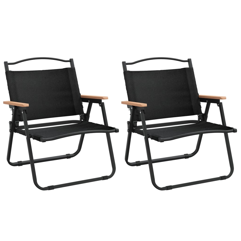 vidaXL Camping Chairs 2 pcs Black 21.3"x16.9"x23.2" Oxford Fabric