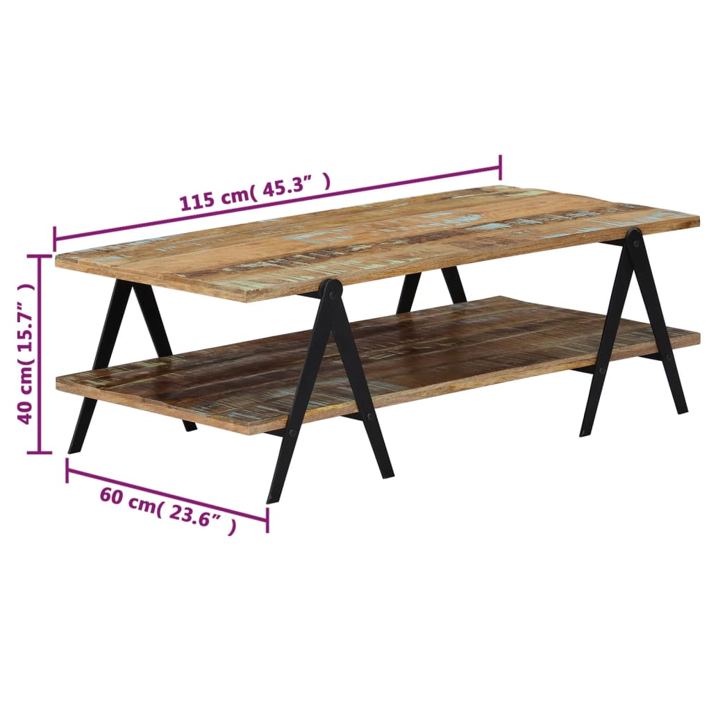 vidaXL Coffee Table 45.3"x23.6"x15.7" Solid Reclaimed Wood