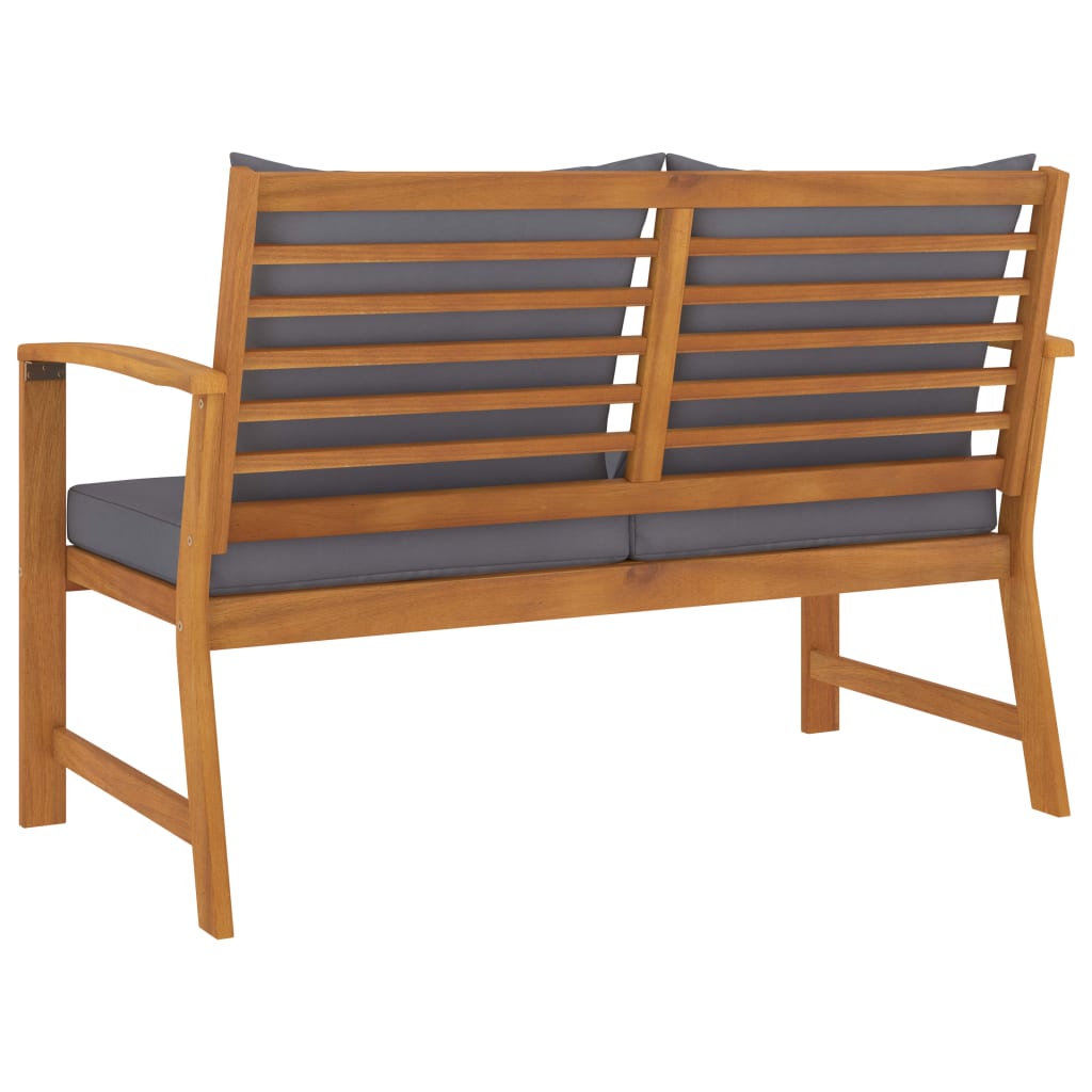 vidaXL Patio Bench 47.2" with Dark Gray Cushion Solid Acacia Wood