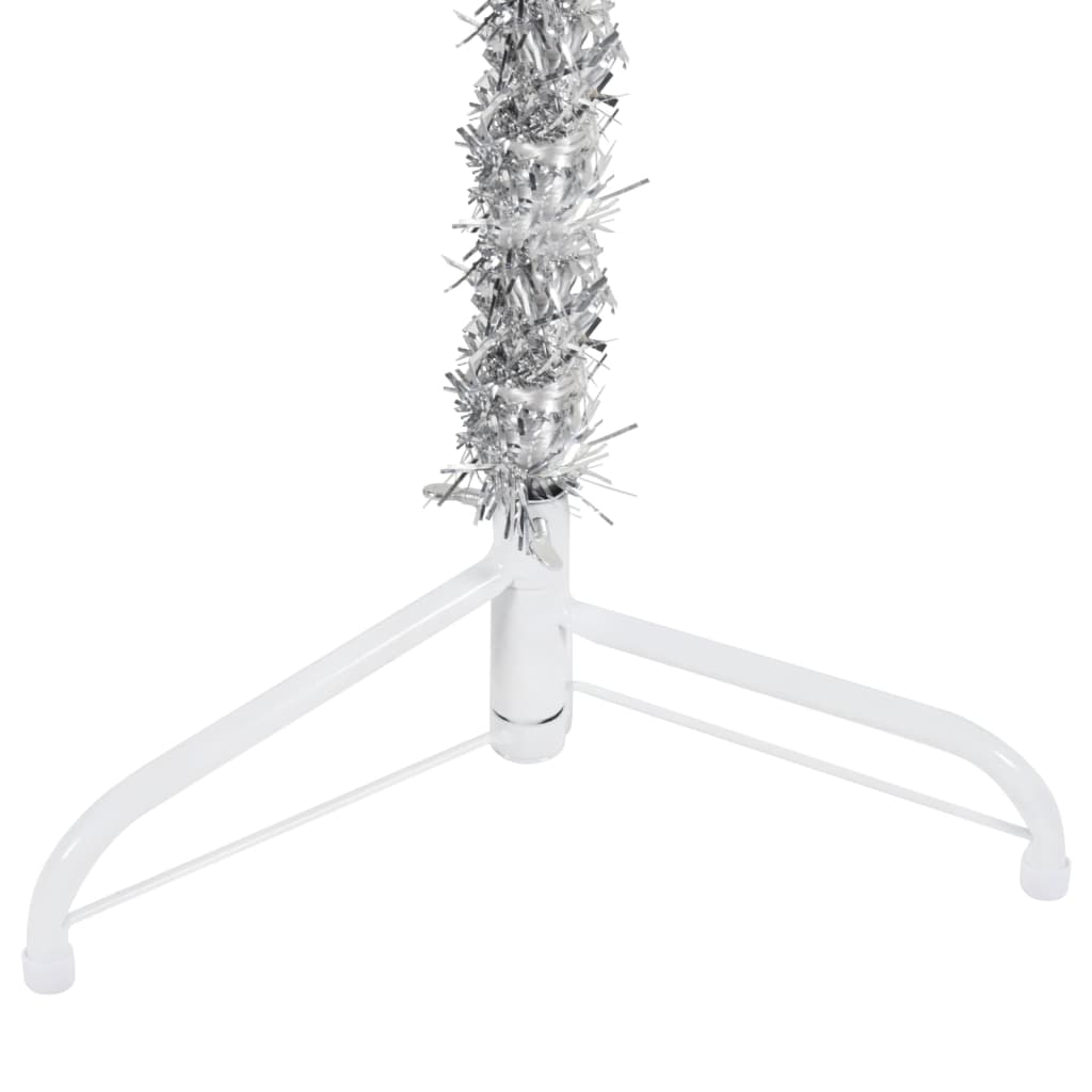 vidaXL Slim Artificial Half Christmas Tree with Stand Silver 8 ft