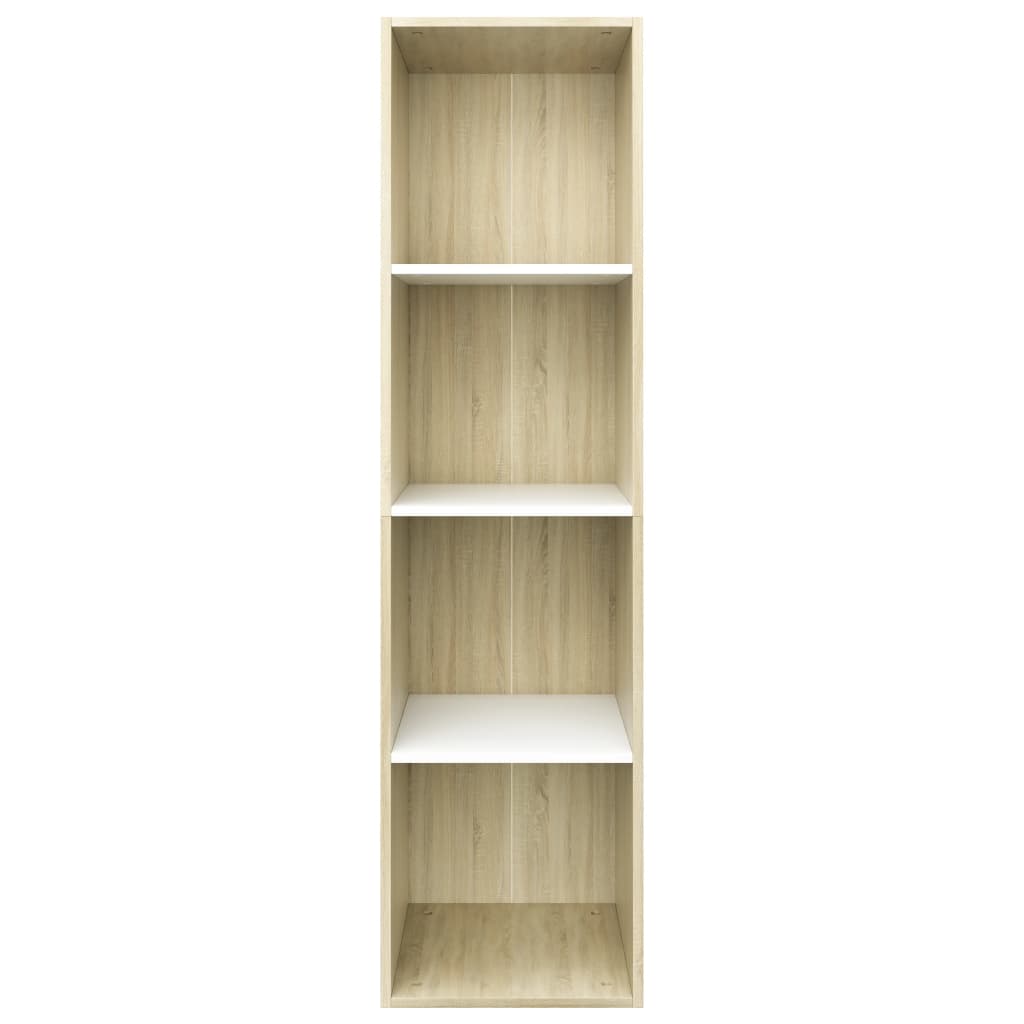 vidaXL Book Cabinet/TV Cabinet White and Sonoma Oak 14.2"x11.8"x56.3" Engineered Wood