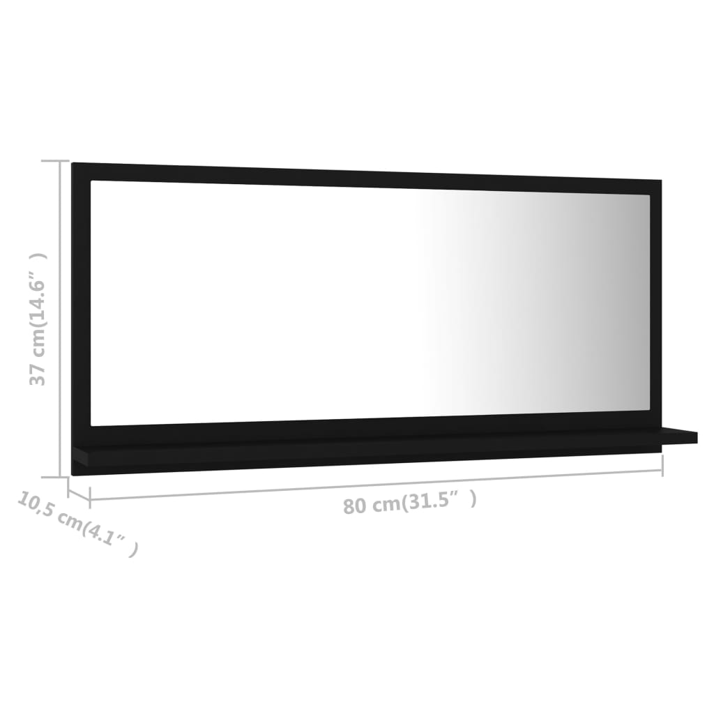 vidaXL Bathroom Mirror Black 31.5"x4.1"x14.6" Chipboard