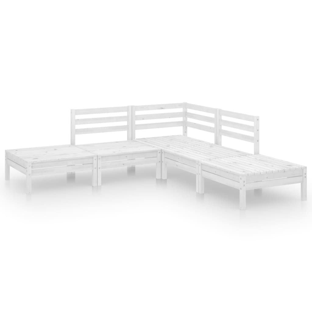 vidaXL 5 Piece Patio Lounge Set Solid Pinewood White