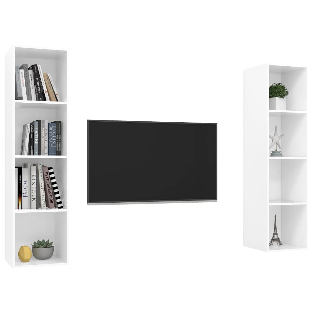 vidaXL Wall-mounted TV Cabinets 2 pcs High Gloss White Chipboard
