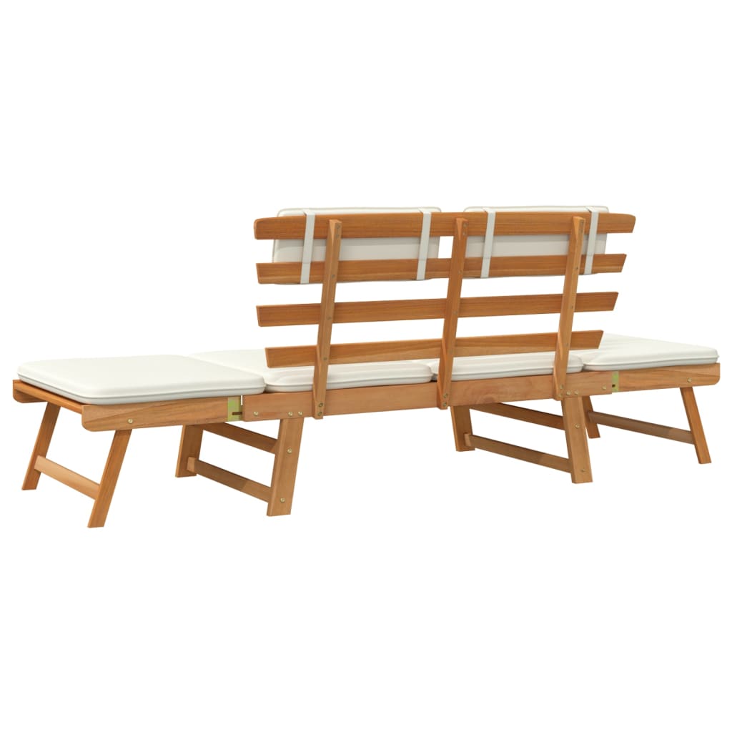 vidaXL Patio Bench with Cushions 2-in-1 74.8" Solid Acacia Wood