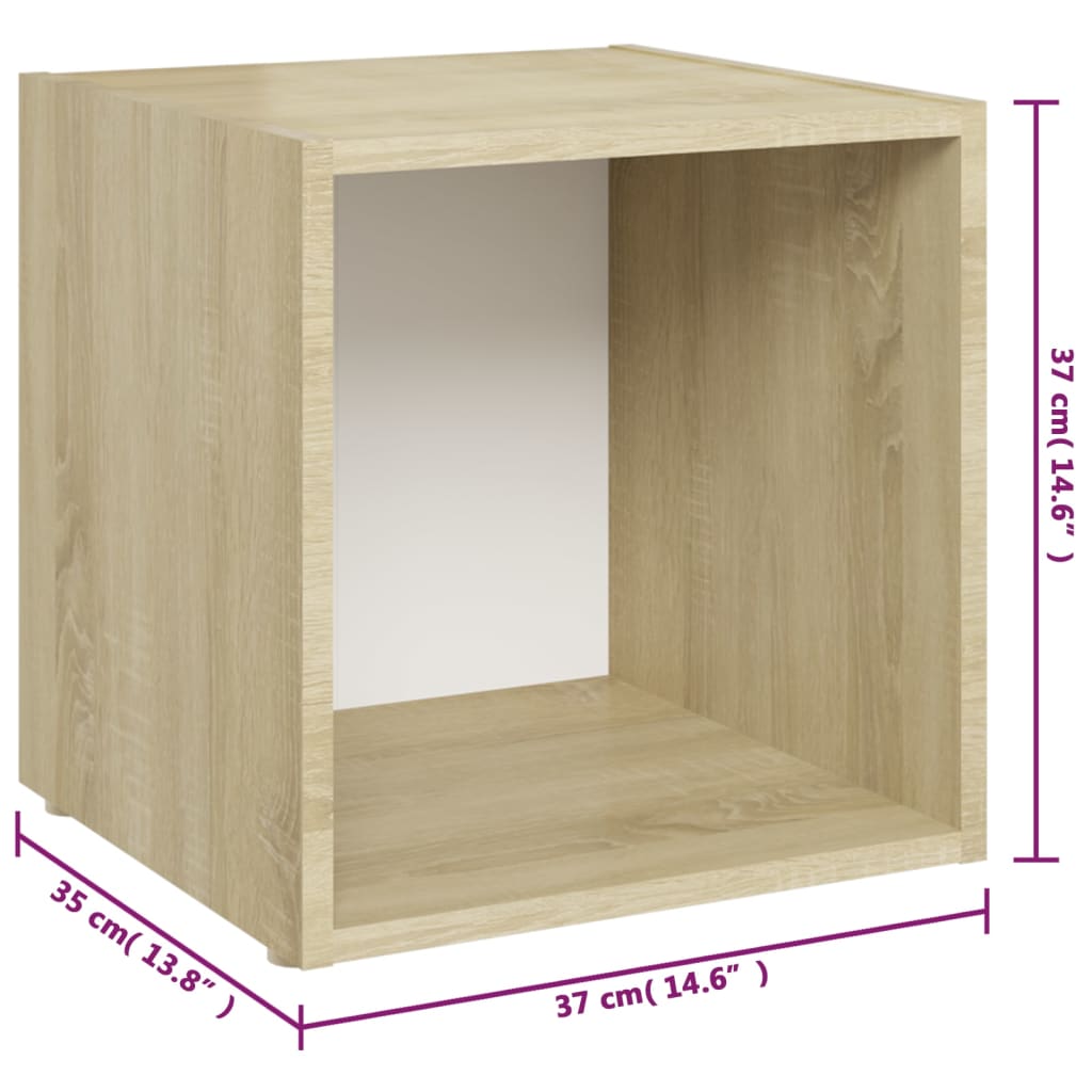 vidaXL 3 Piece TV Stand Set White and Sonoma Oak Engineered Wood