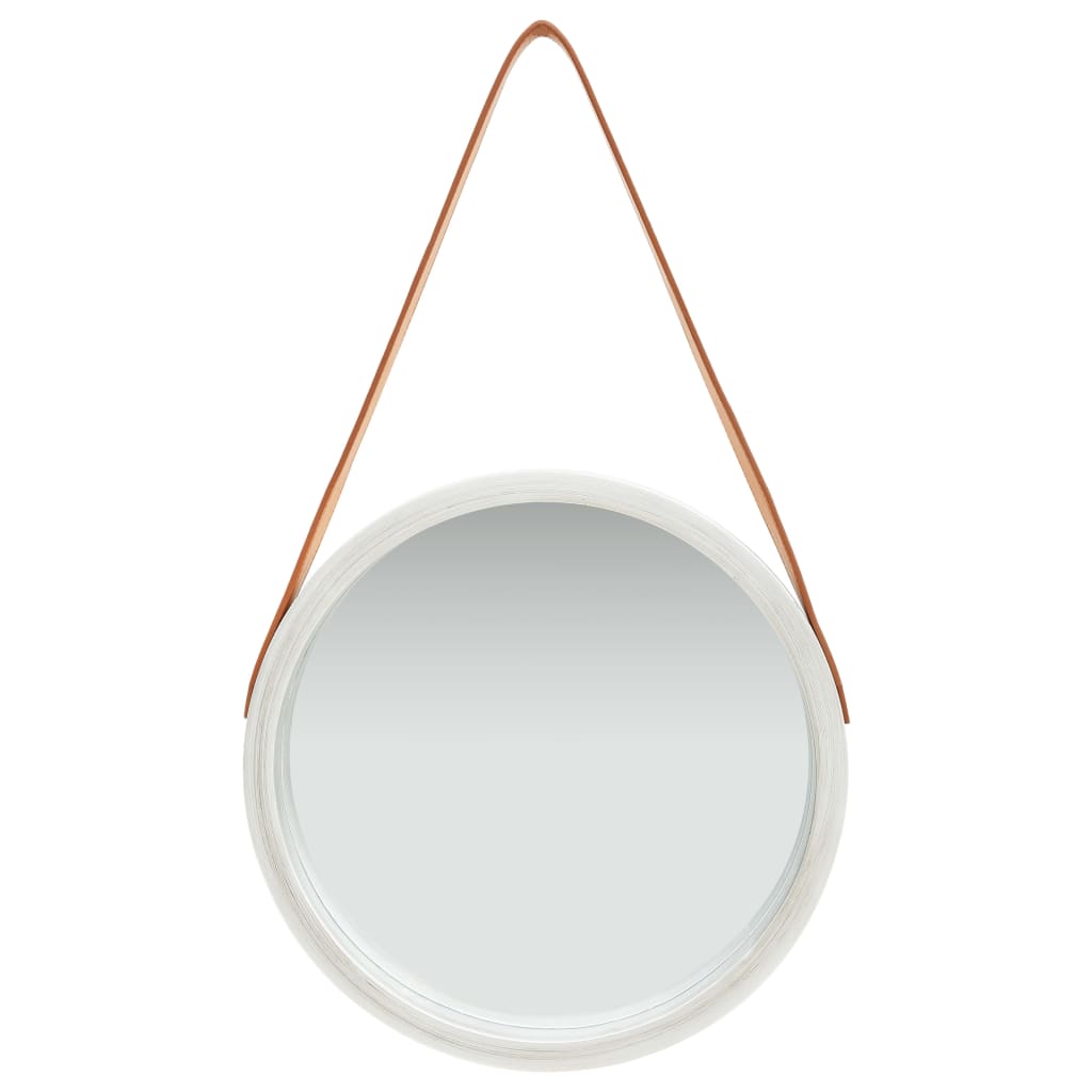 vidaXL Wall Mirror with Strap 15.7" Silver