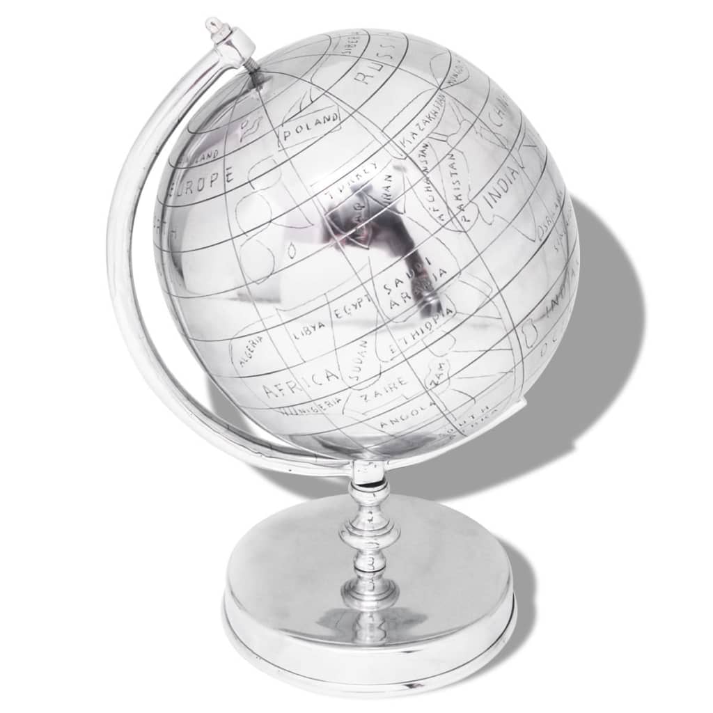 vidaXL Globe with Stand Aluminum Silver 16.5"