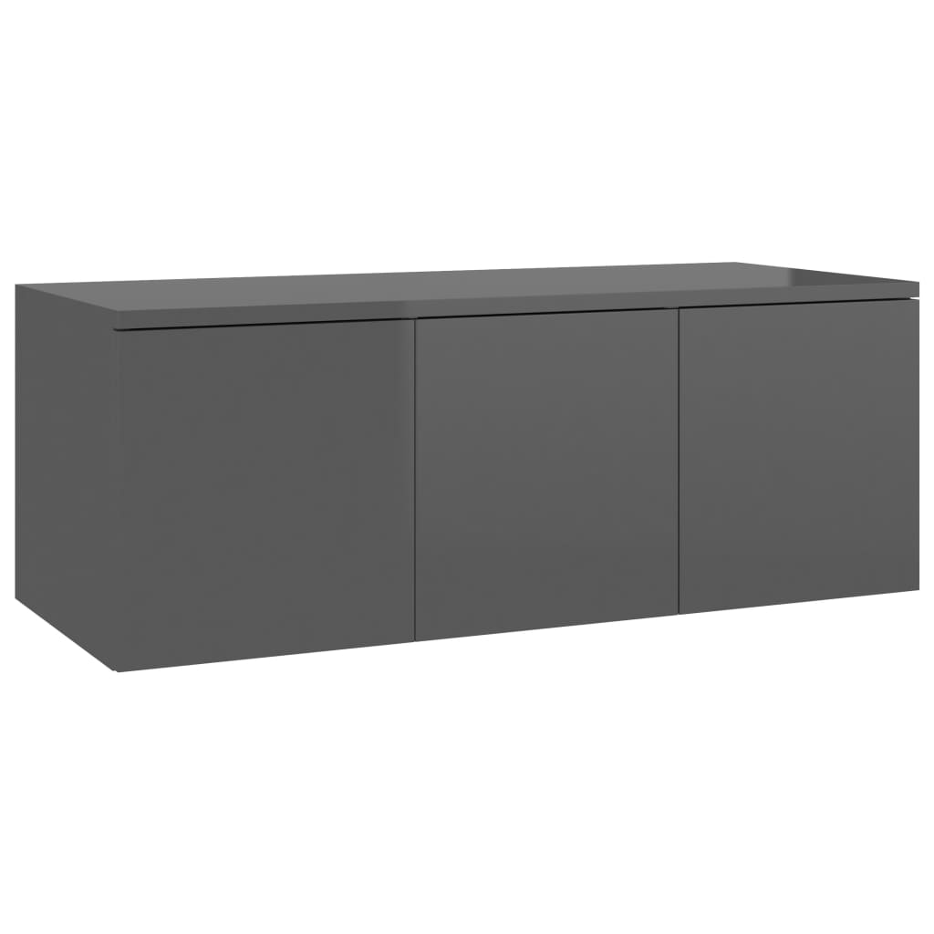 vidaXL TV Cabinet High Gloss Gray 31.5"x13.4"x11.8" Chipboard
