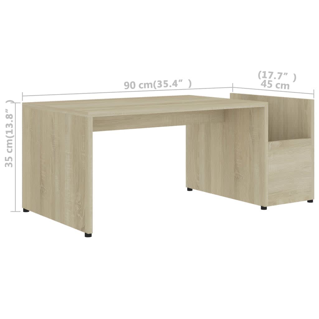 vidaXL Coffee Table Sonoma Oak 35.4"x17.7"x13.8" Engineered Wood