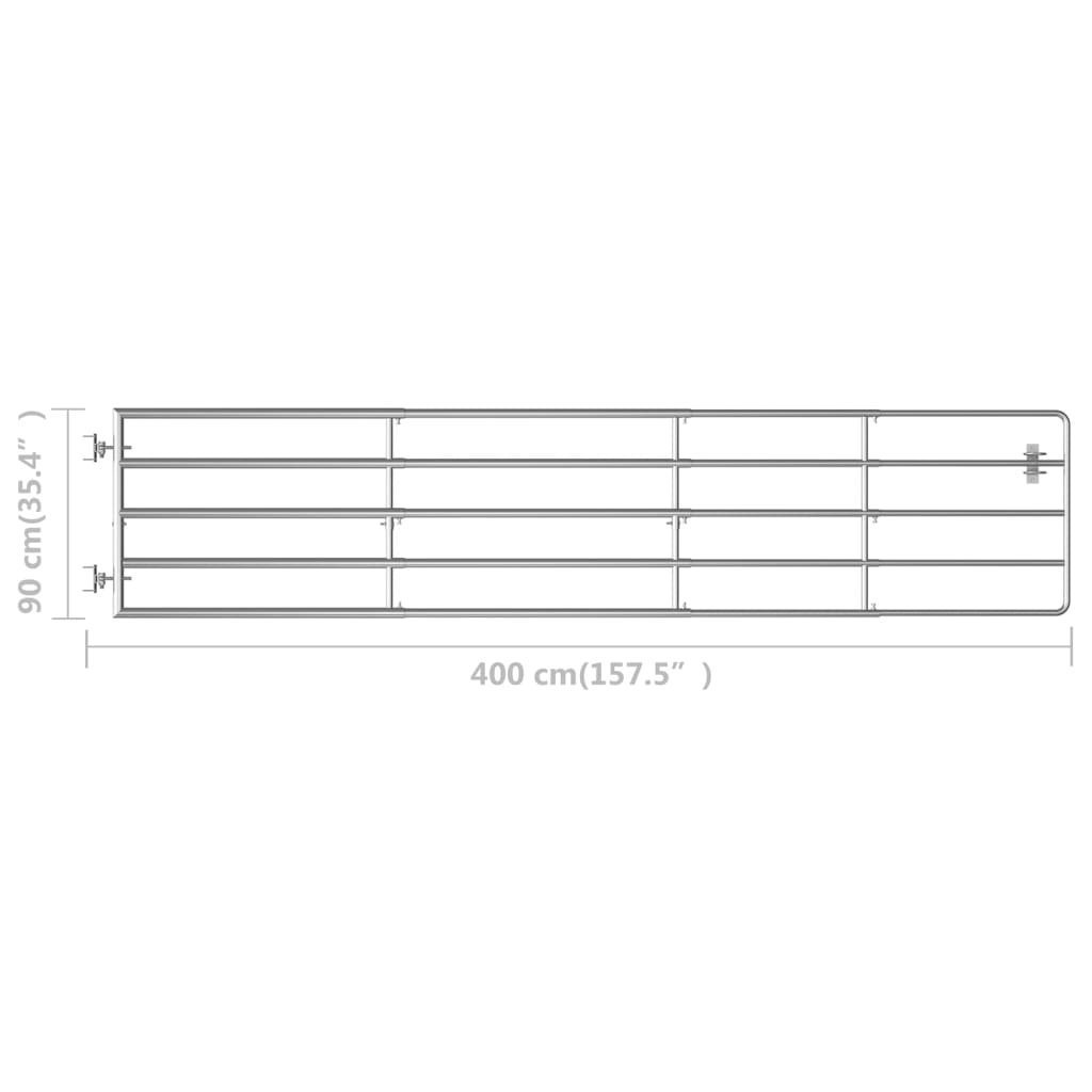 vidaXL 5 Bar Field Gate Steel (59.1"-157.5")x35.4" Silver