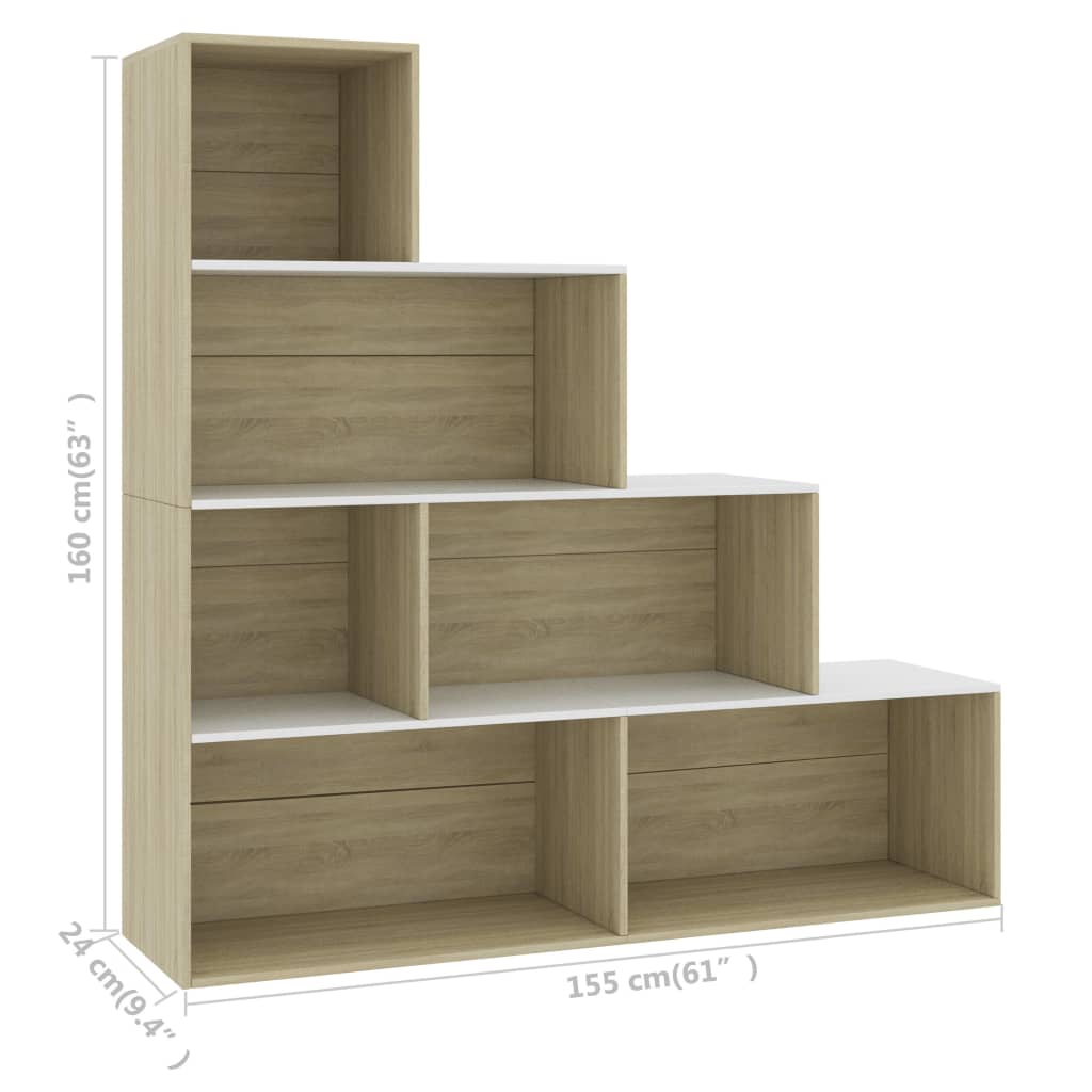 vidaXL Book Cabinet/Room Divider White and Sonoma Oak Engineered Wood