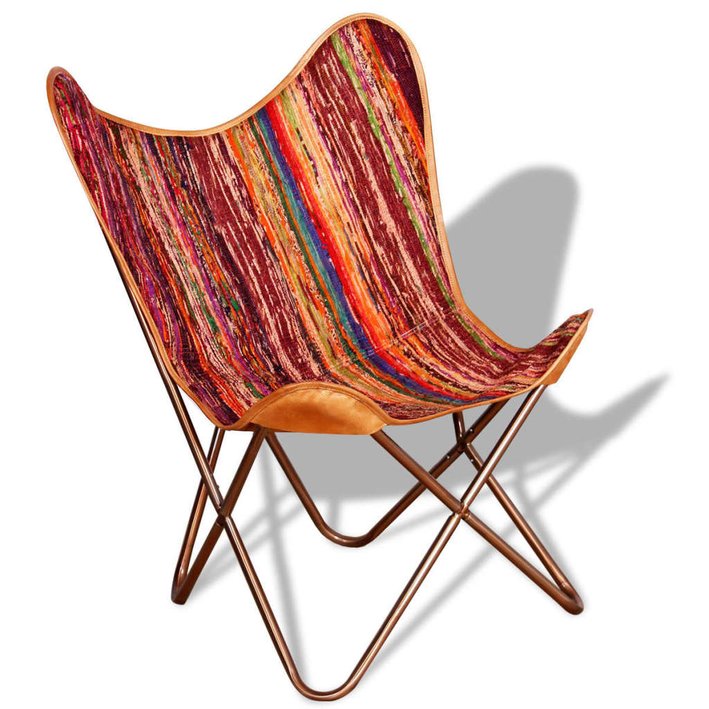 vidaXL Butterfly Chairs 2 pcs Multicolor Chindi Fabric
